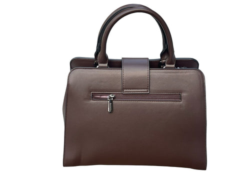 BAGCO Artisan Woven Frame Satchel- Dark Brown