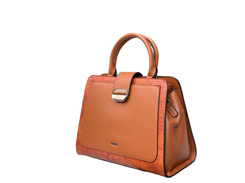 BAGCO Artisan Woven Frame Satchel- Light Brown