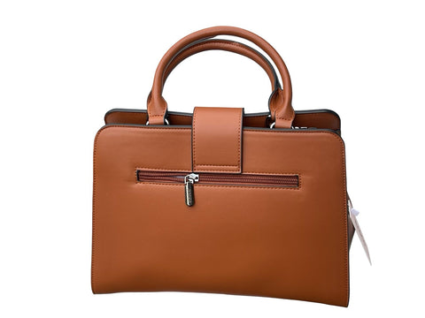 BAGCO Artisan Woven Frame Satchel- Light Brown