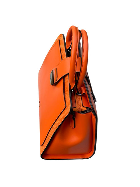 BAGCO Artisan Woven Frame Satchel- Orange