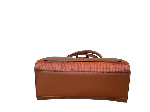 BAGCO Artisan Woven Frame Satchel- Light Brown