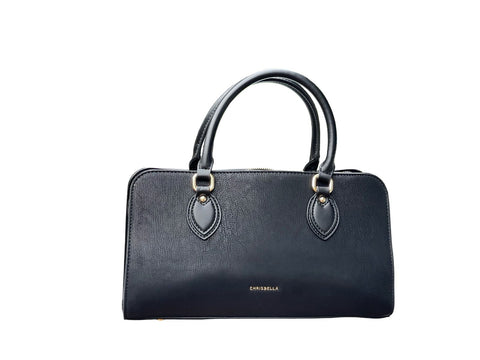 Elara Luxe Leather Satchel- Black