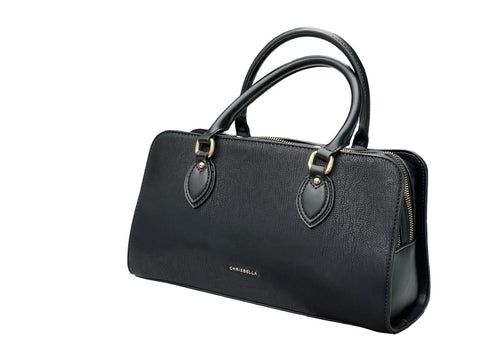Elara Luxe Leather Satchel- Black