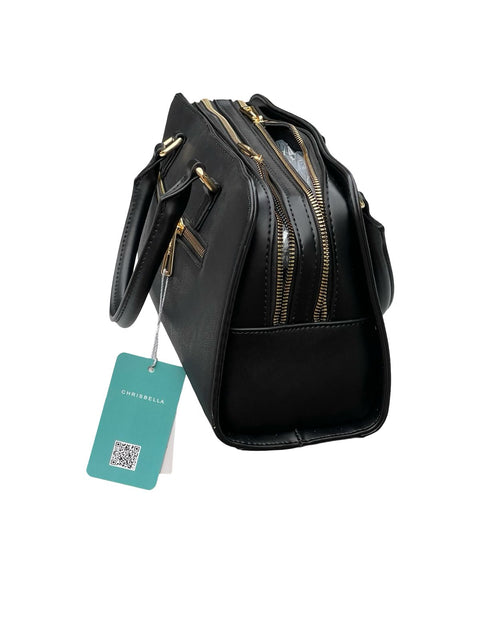 Elara Luxe Leather Satchel- Black