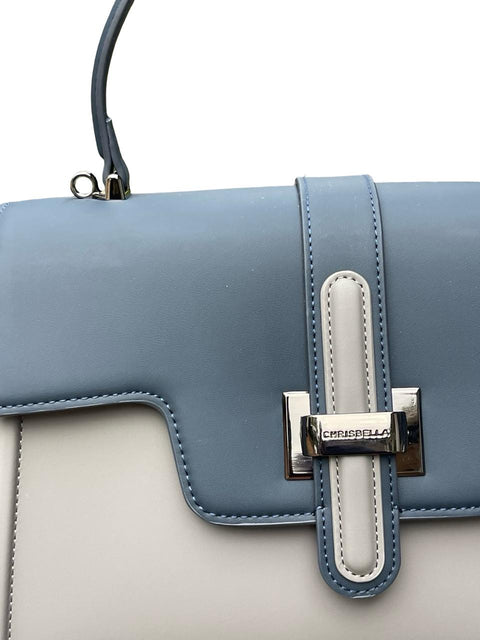 Ethereal Dual-Tone Leather Satchel- Blue