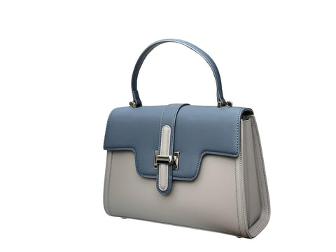 Ethereal Dual-Tone Leather Satchel- Blue