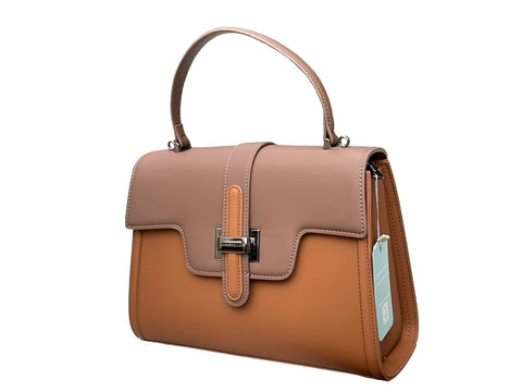 Ethereal Dual-Tone Leather Satchel- Dark Brown