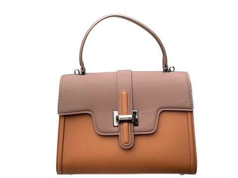 Ethereal Dual-Tone Leather Satchel- Dark Brown