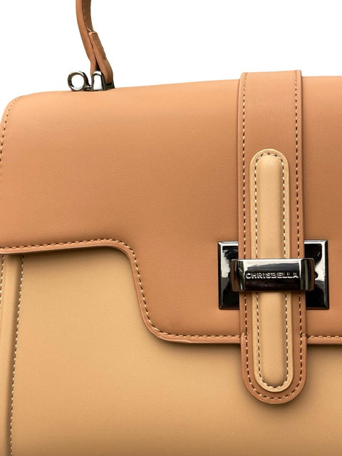 Ethereal Dual-Tone Leather Satchel- Light Brown