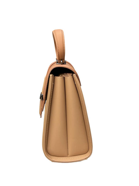 Ethereal Dual-Tone Leather Satchel- Light Brown