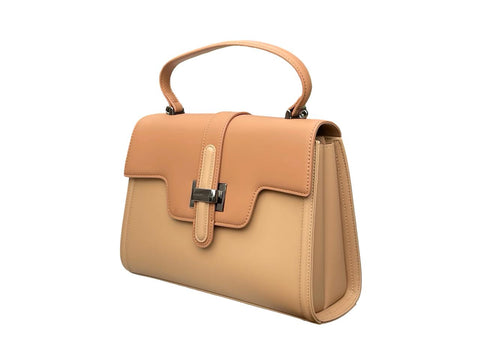 Ethereal Dual-Tone Leather Satchel- Light Brown
