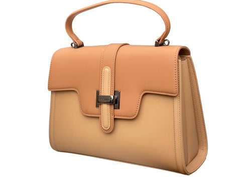 Ethereal Dual-Tone Leather Satchel- Light Brown