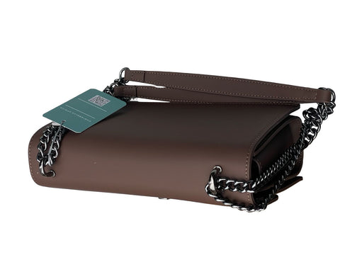 Luxe Chain Flap Crossbody- Dark Brown