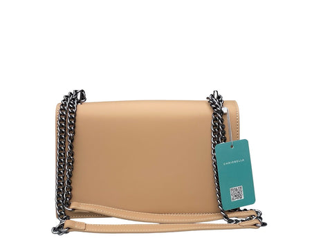 Luxe Chain Flap Crossbody- Beige