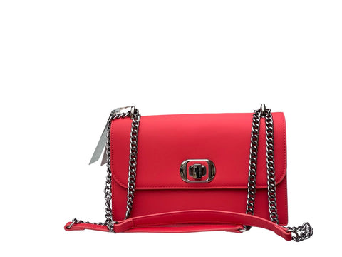 Luxe Chain Flap Crossbody- Red