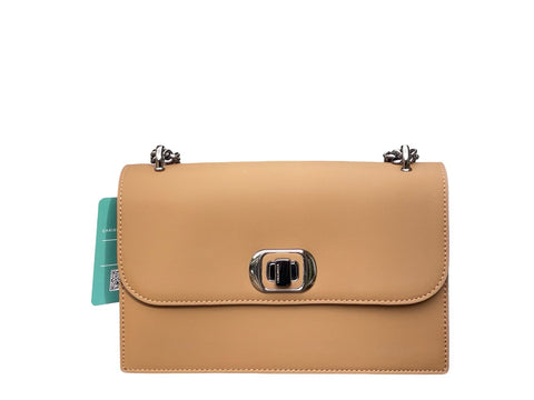 Luxe Chain Flap Crossbody- Beige