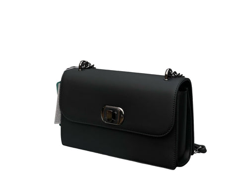 Luxe Chain Flap Crossbody- Black