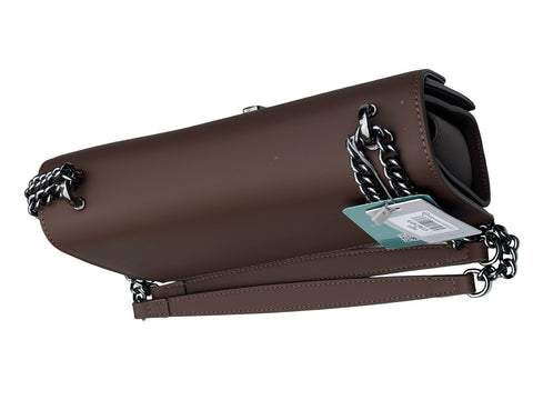 Luxe Chain Flap Crossbody- Dark Brown