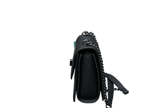 Luxe Chain Flap Crossbody- Black