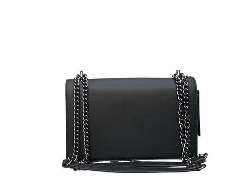 Luxe Chain Flap Crossbody- Black