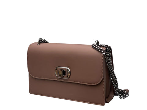 Luxe Chain Flap Crossbody- Dark Brown