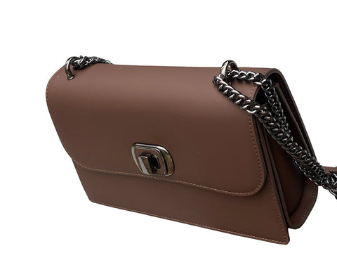 Luxe Chain Flap Crossbody- Dark Brown