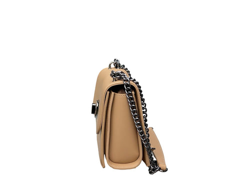 Luxe Chain Flap Crossbody- Beige