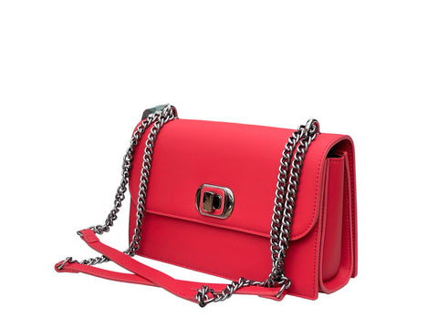 Luxe Chain Flap Crossbody- Red