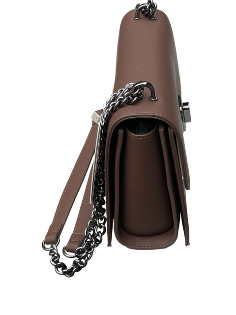 Luxe Chain Flap Crossbody- Dark Brown