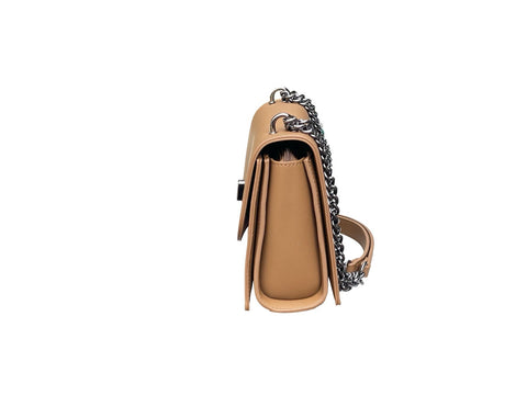 Luxe Chain Flap Crossbody- Beige