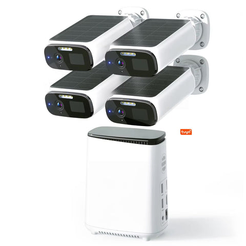 4-Camera Solar Security System with 2K Wireless Hub, AI Motion & Night Vision