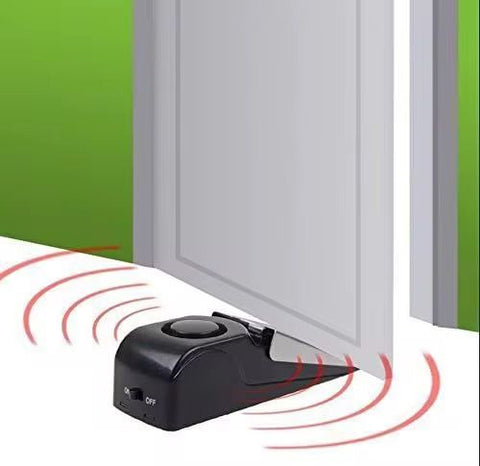 Portable Door Stop Wedge Security Alarm- Black
