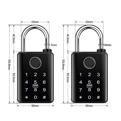 Smart Padlock with Fingerprint, Keypad & App- Black
