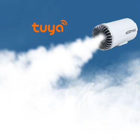 Compact Security Fog Cannon with Remote-Control Module- White