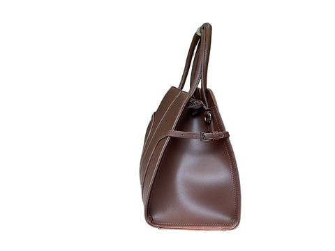 Elegant Structured Top-Handle Satchel- Deep Brown