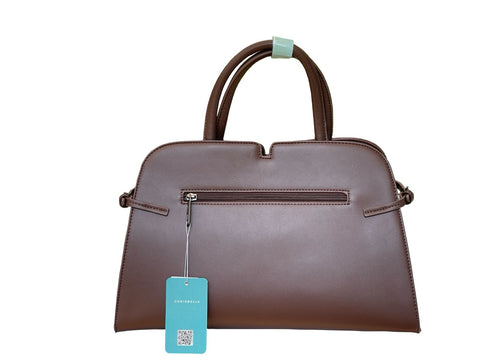 Elegant Structured Top-Handle Satchel- Deep Brown