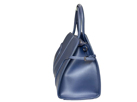 Elegant Structured Top-Handle Satchel- Blue