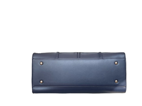 Elegant Structured Top-Handle Satchel- Blue