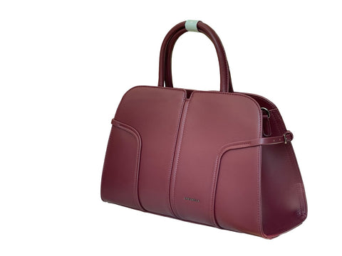 Elegant Structured Top-Handle Satchel- Maroon