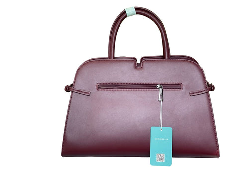 Elegant Structured Top-Handle Satchel- Maroon