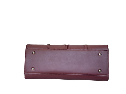 Elegant Structured Top-Handle Satchel- Maroon