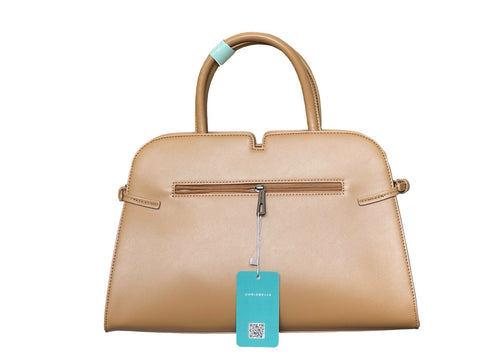 Elegant Structured Top-Handle Satchel- Light Brown