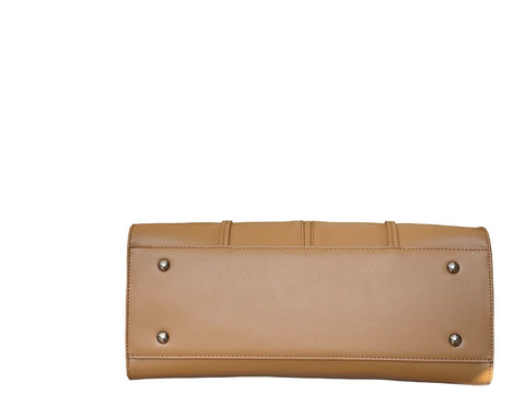 Elegant Structured Top-Handle Satchel- Light Brown