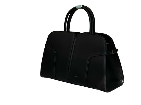 Elegant Structured Top-Handle Satchel- Black
