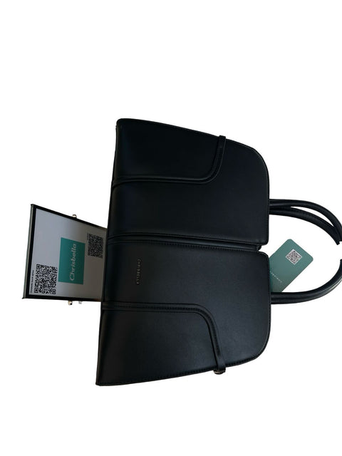 Elegant Structured Top-Handle Satchel- Black