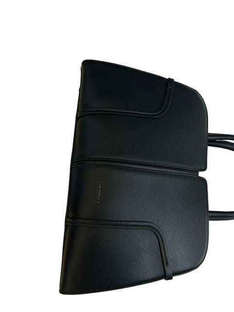 Elegant Structured Top-Handle Satchel- Black