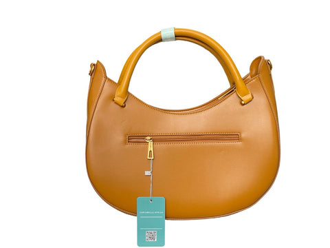Whipstitch Crescent Hobo Bag- Brown