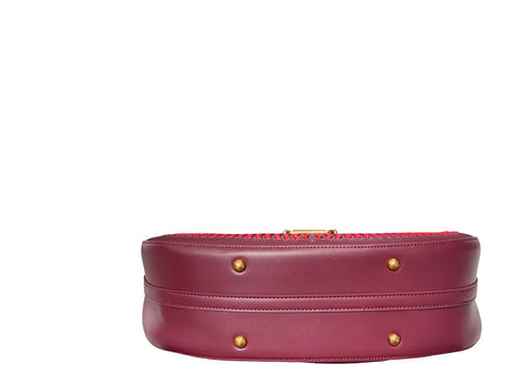 Whipstitch Crescent Hobo Bag- Maroon
