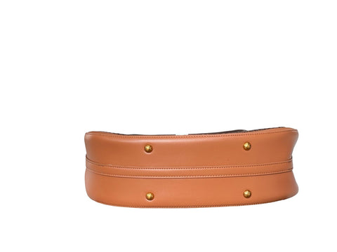 Whipstitch Crescent Hobo Bag- Light Brown