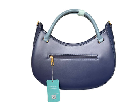 Whipstitch Crescent Hobo Bag- Blue